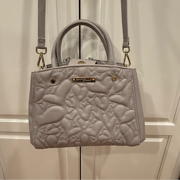 Betsey Johnson Gray Quilted Satchel with Detachable Strap - Picture 1 of 14